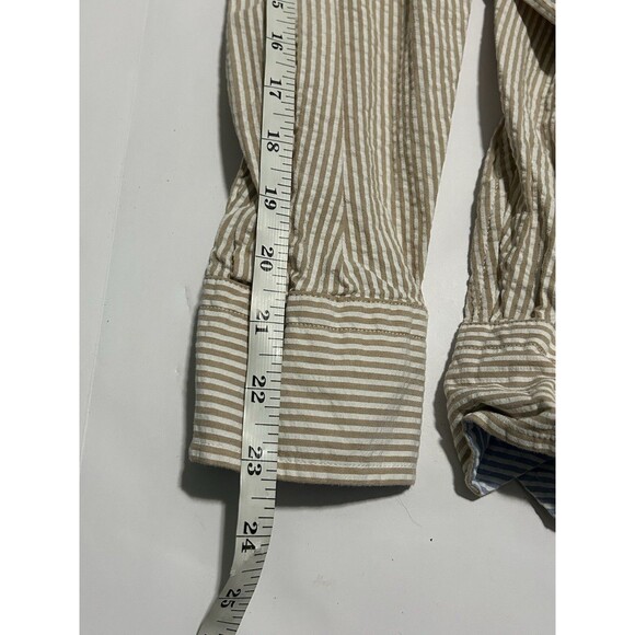 Cremieux Classics Men’s Seersucker Button-Down Shirt Size M Beige Stripped - Picture 11 of 11